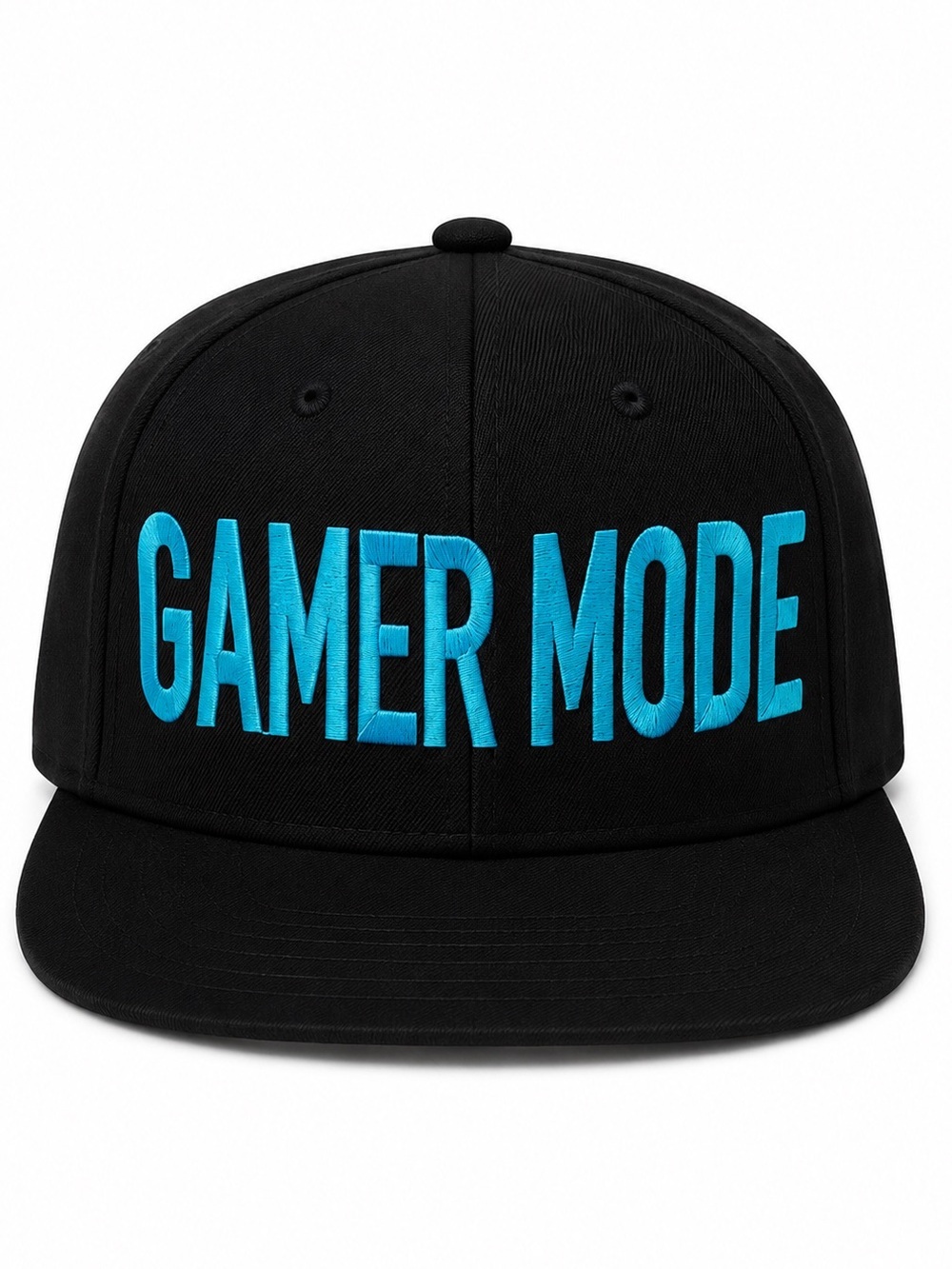 🎮Gamer Mode Black Snapback Hat Blue Embroidered Adjustable Gaming Cap Gift Ideas